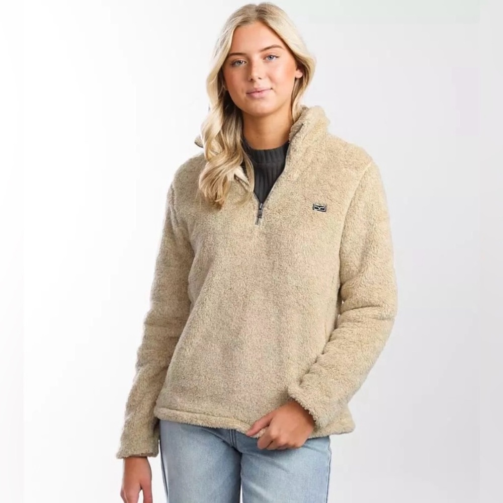 Kimes Ranch Sherpa Quarter Zip Pullover in Oatmeal Heather - Small